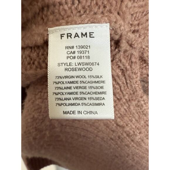 Frame Women’s Side Slit Turtleneck Sweater Rosewood Small - Picture 4 of 6